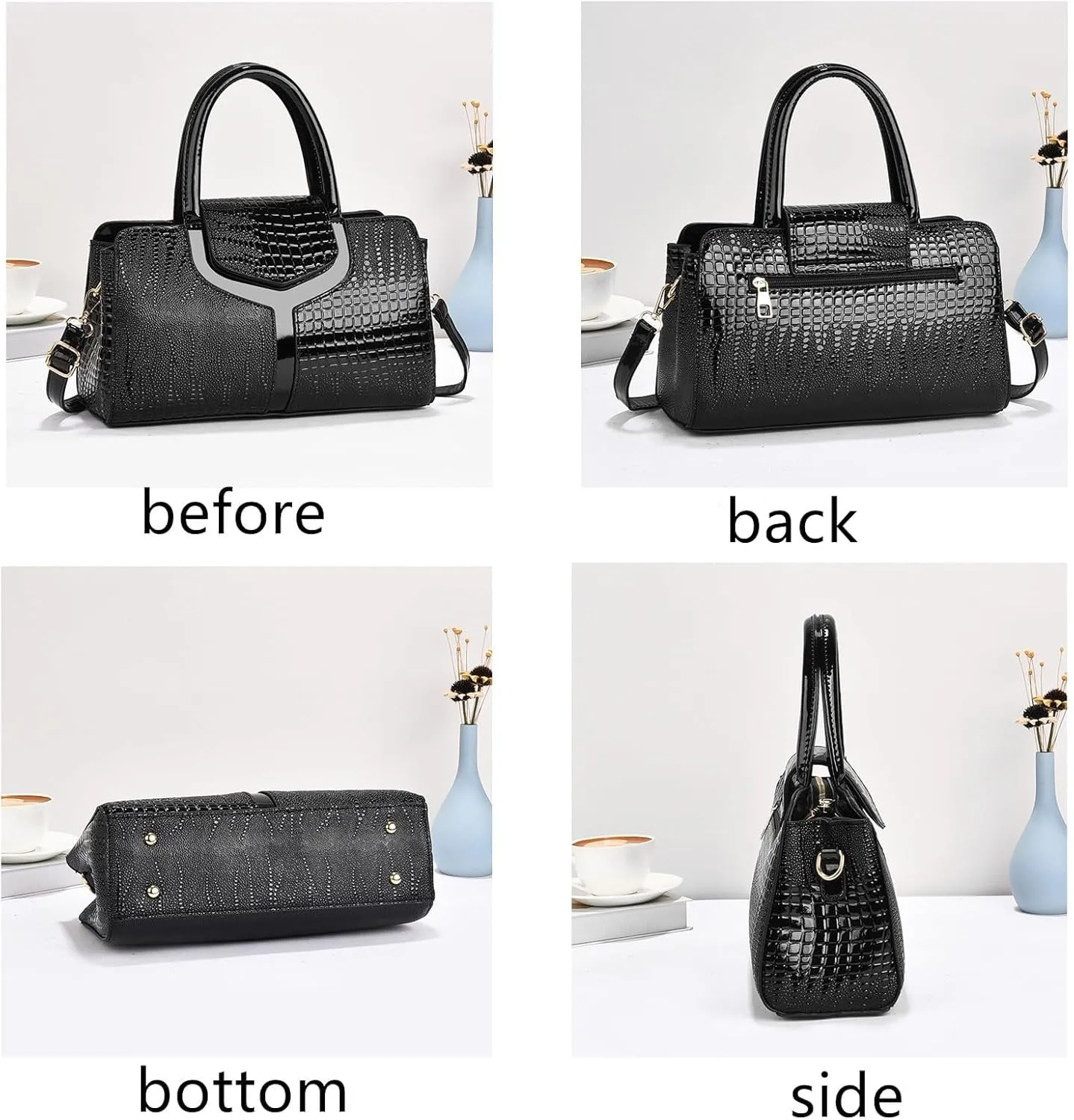 Top handle Satchel bags Shoulder Crossbody Purse Retro Crocodile Hobo Handbag Cluth Purse for Women