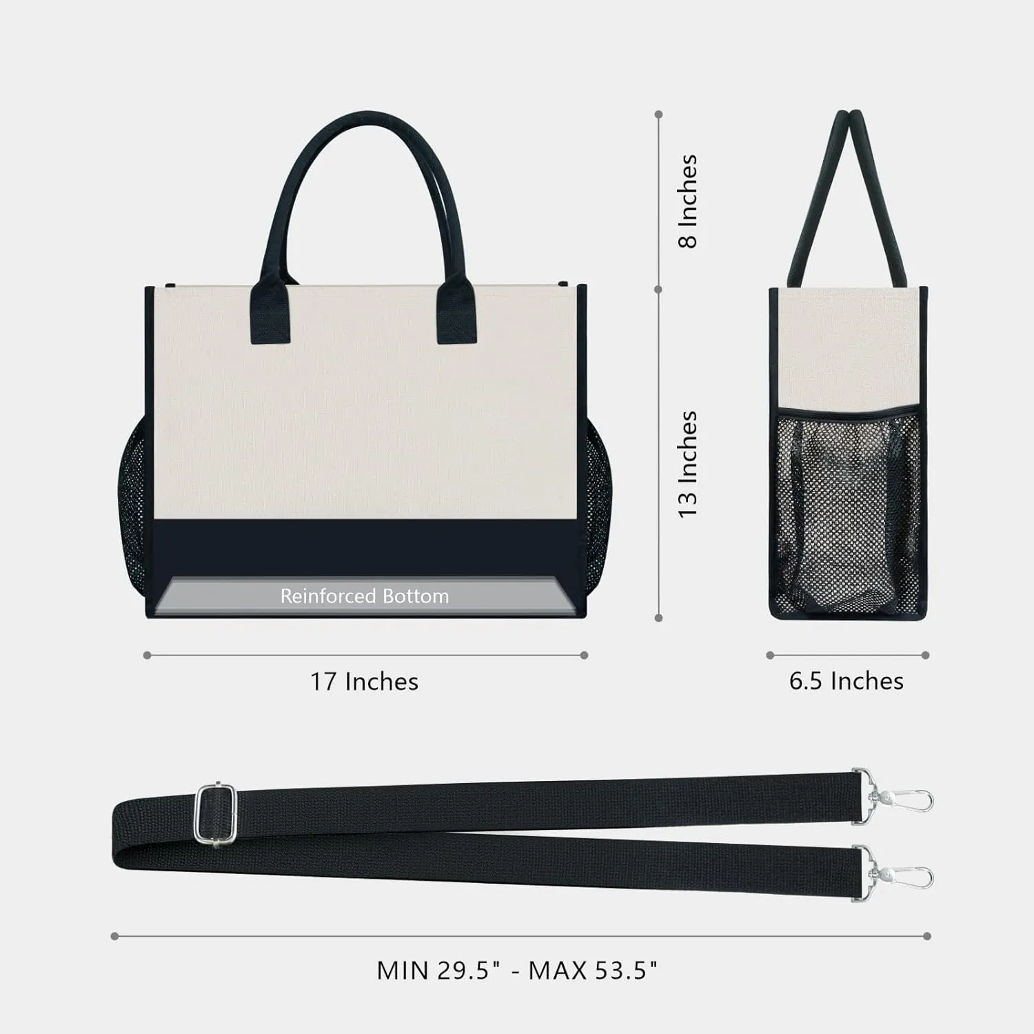 TOPDesign Personalized Initial Canvas Tote Bag, for Wedding, Birthday, Beach, Perfect Gifts for Women, Mom, Teachers, Friends