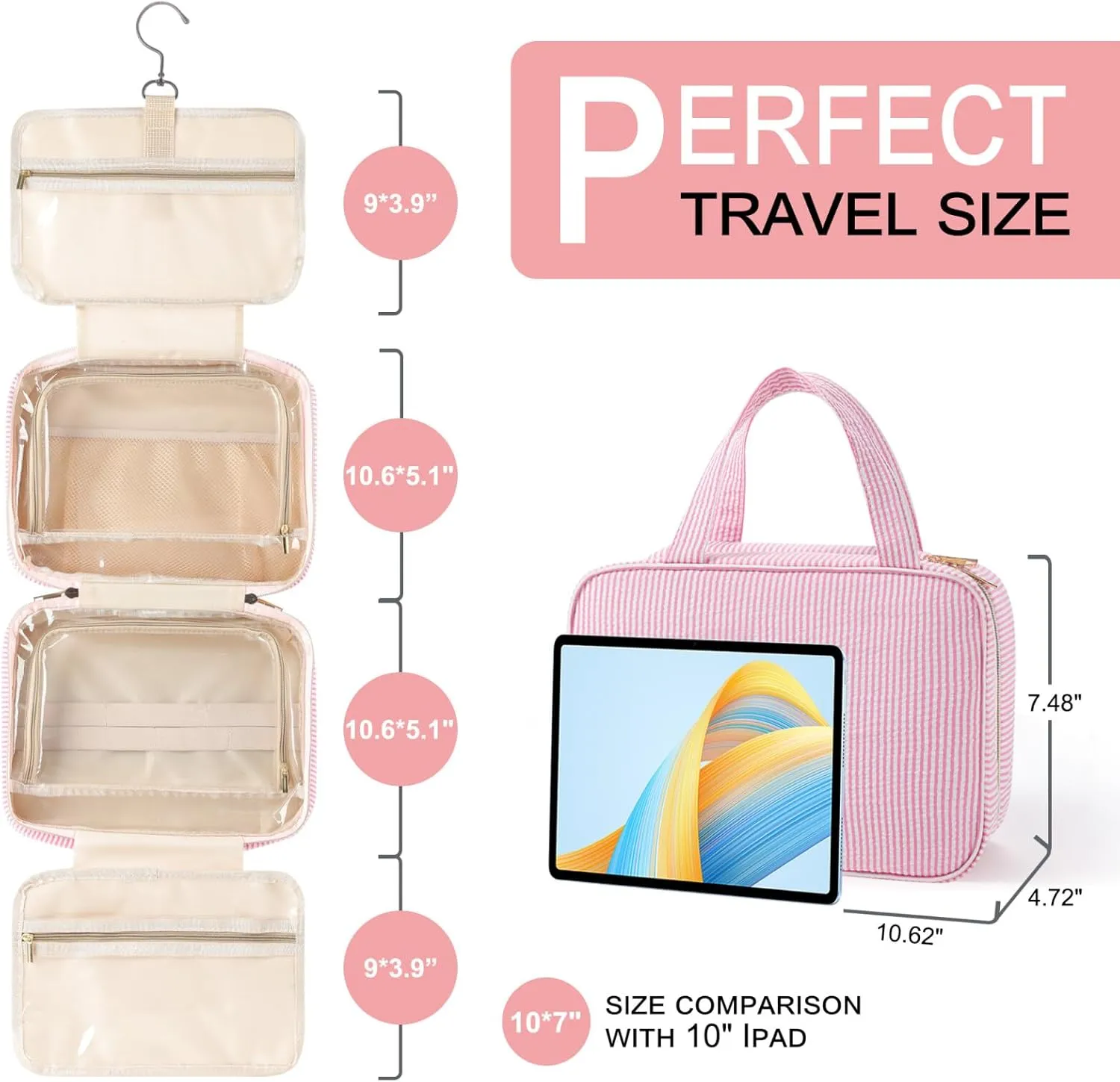 TOPEAST Toiletry Bag for Women - Hanging Travel Toiletry Bag, Toiletries Travel Bag and Makeup Bag, Portable Travel Bag for Toiletries, Cruise Ship Travel Essentials Travel Toiletry Bag - Letter K