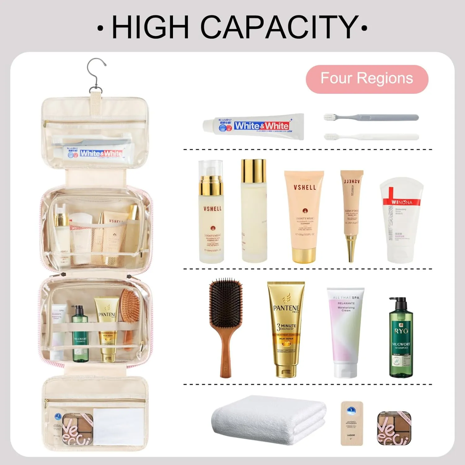 TOPEAST Toiletry Bag for Women - Hanging Travel Toiletry Bag, Toiletries Travel Bag and Makeup Bag, Portable Travel Bag for Toiletries, Cruise Ship Travel Essentials Travel Toiletry Bag - Letter K