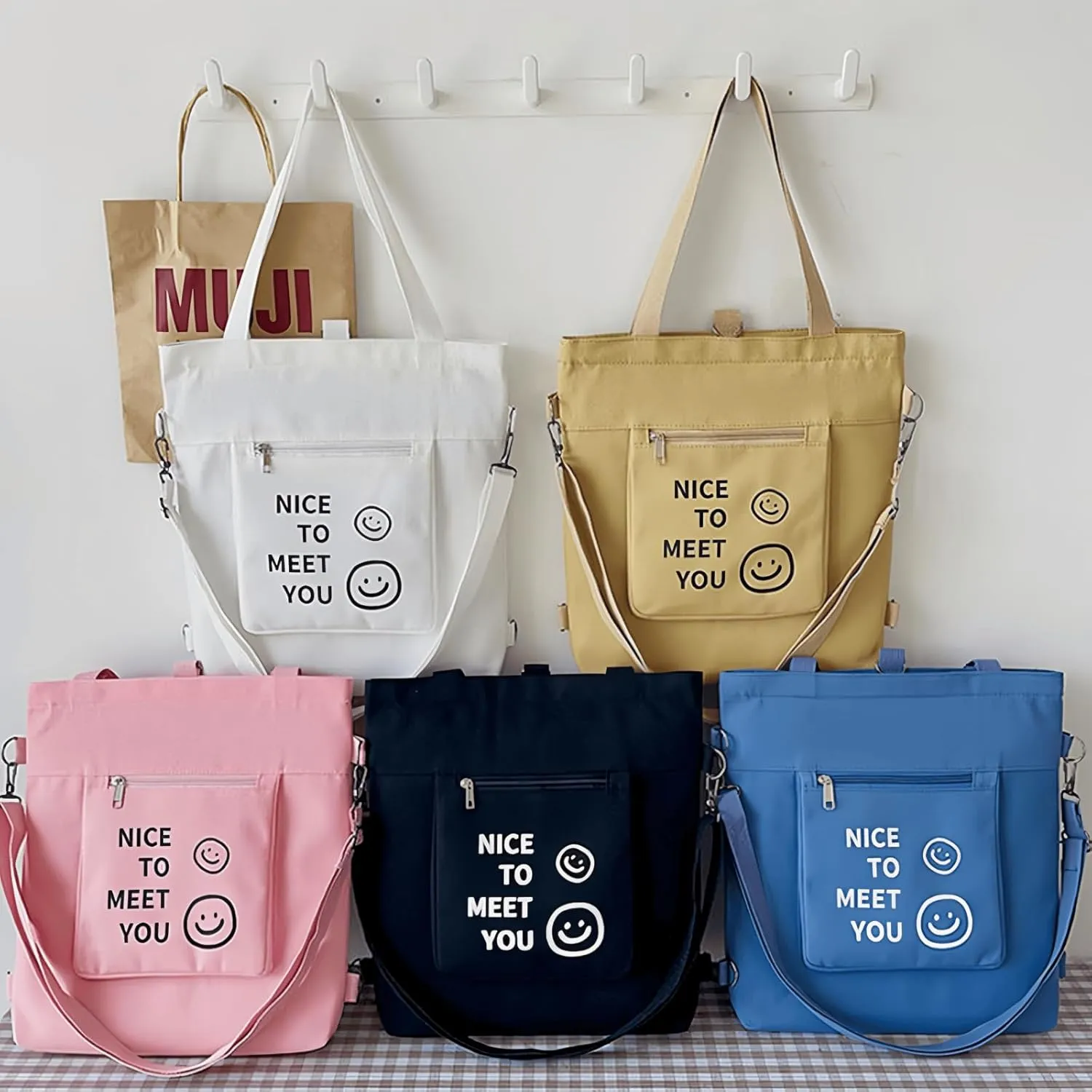 Tote Bag Aesthetic Canvas Handbags with Zipper for Women, Travel Shoulder Bags Purses with compartments