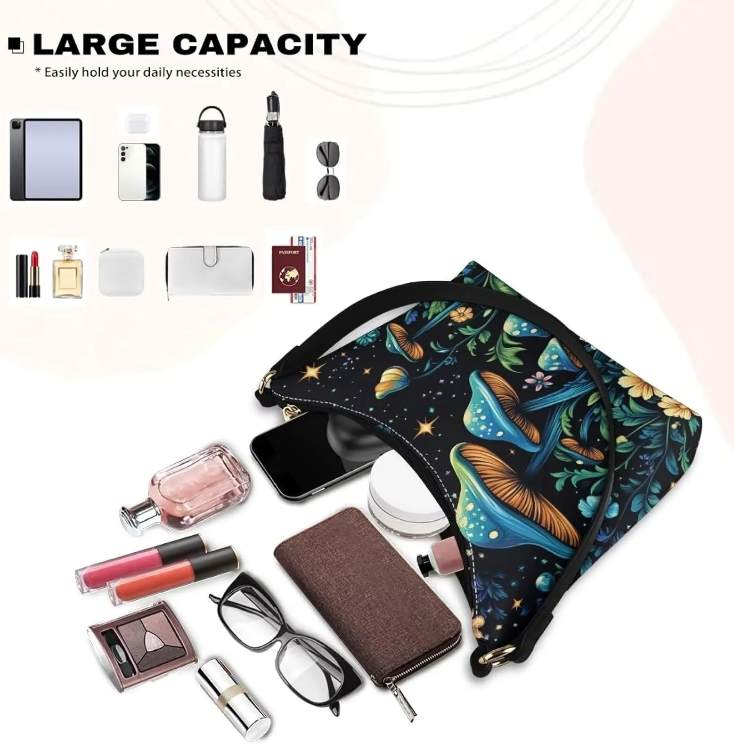 Tote Bag for Women Leather Underarm Purse with Zipper Closure Leather Shoulder Bag for Women