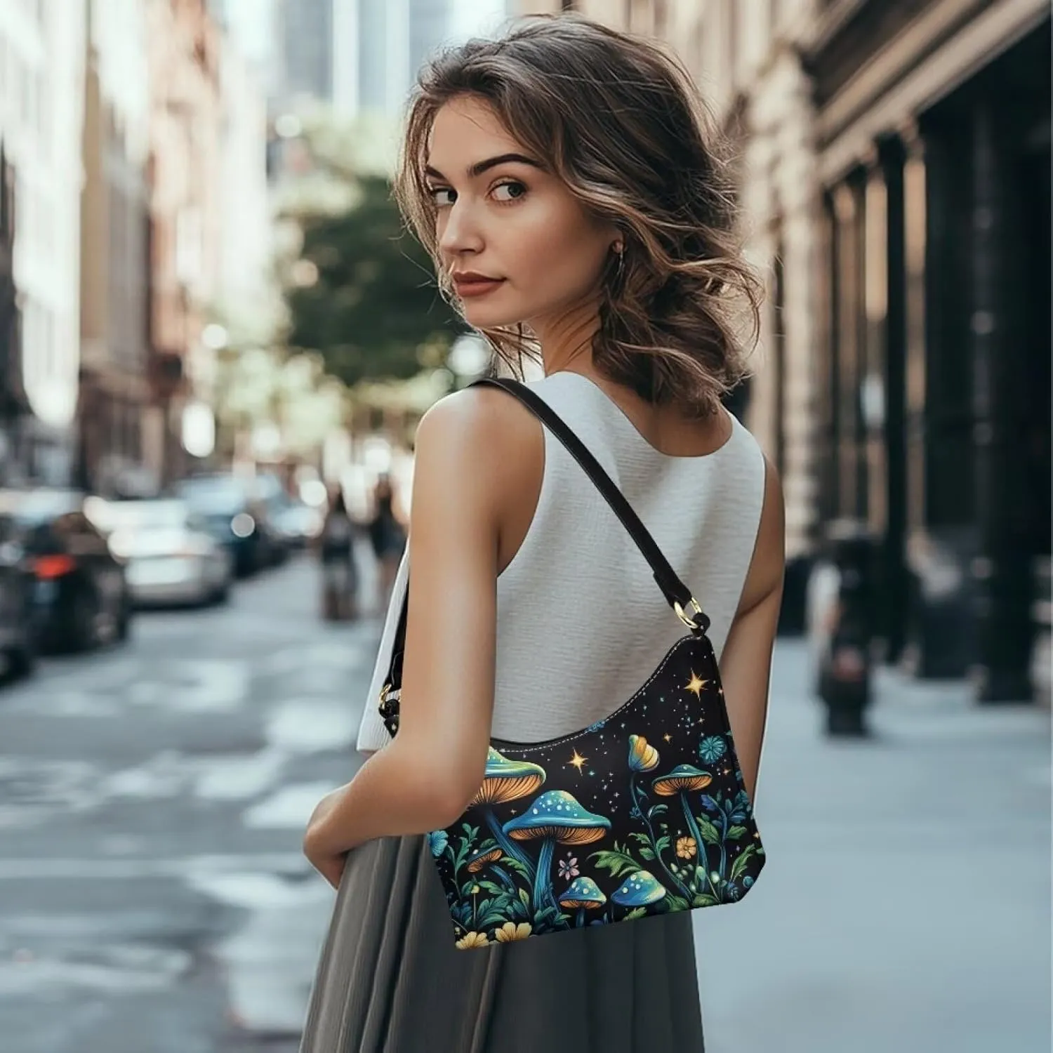 Tote Bag for Women Leather Underarm Purse with Zipper Closure Leather Shoulder Bag for Women