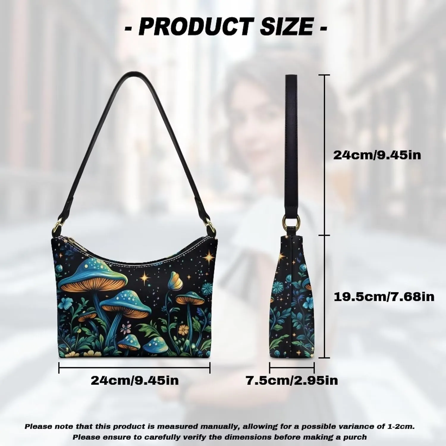 Tote Bag for Women Leather Underarm Purse with Zipper Closure Leather Shoulder Bag for Women