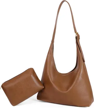 Tote Bag for Women Vegan Leather Shoulder Bag Large Retro Handbags Two-piece Soft Purse Work Travel 2024