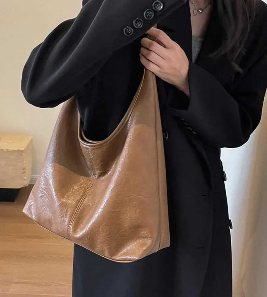Tote Bag for Women Vegan Leather Shoulder Bag Large Retro Handbags Two-piece Soft Purse Work Travel 2024