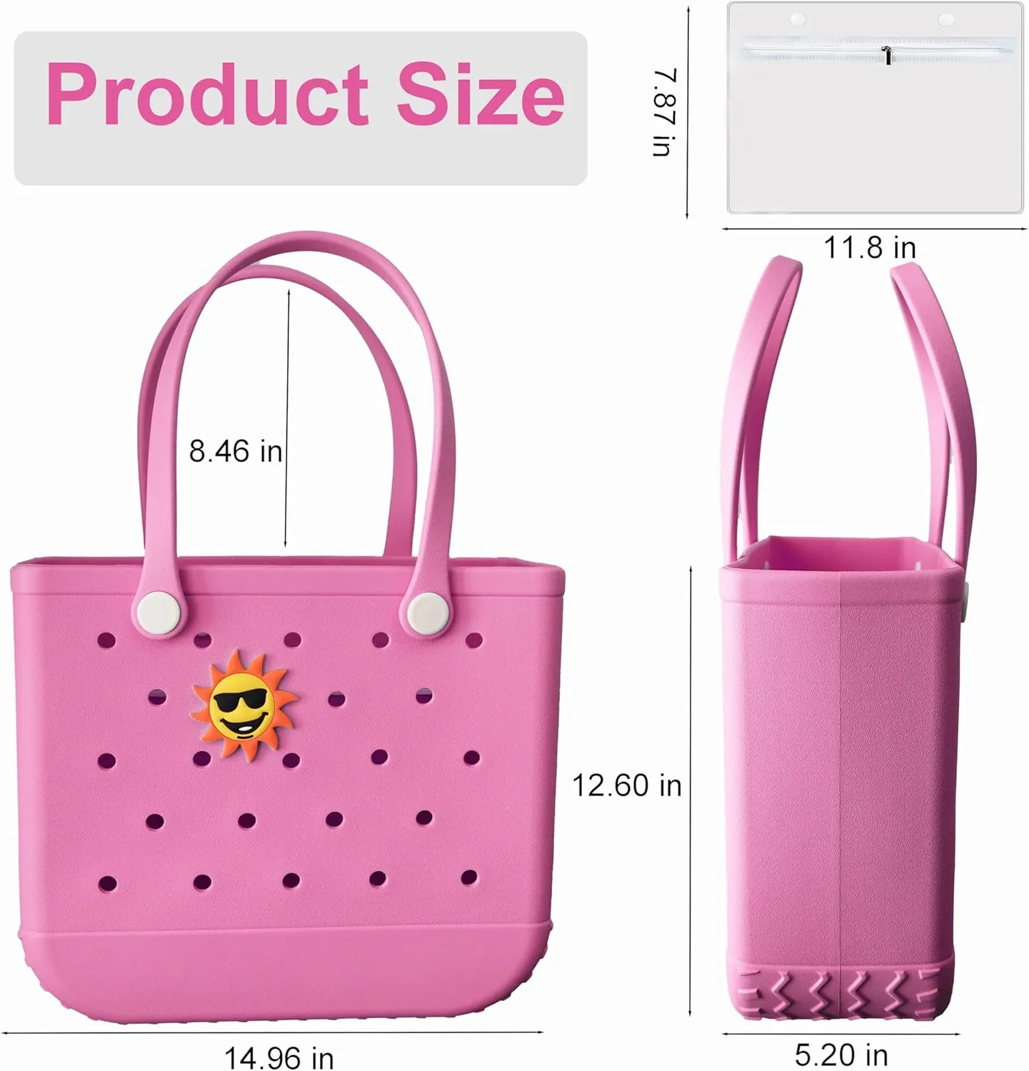 Tote Bag Rubber Beach Bag, Travel Tote Bag waterproof sandproof,Waterproof Zipper Inner Bag,Travel Bags