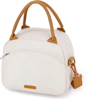 TOURIT Womens Insulated Lunch Bag Thermal Reusable Tote for Work Picnic, Beige