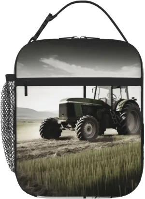 Tractor Agriculture Tranquil Lunch Bag for Women Men Reusable Lunch Box for Office Picnic Insulated Lunch Container Leakproof Lunch Tote Bags Portable Lunch Cooler Bag Travel Lunchbox