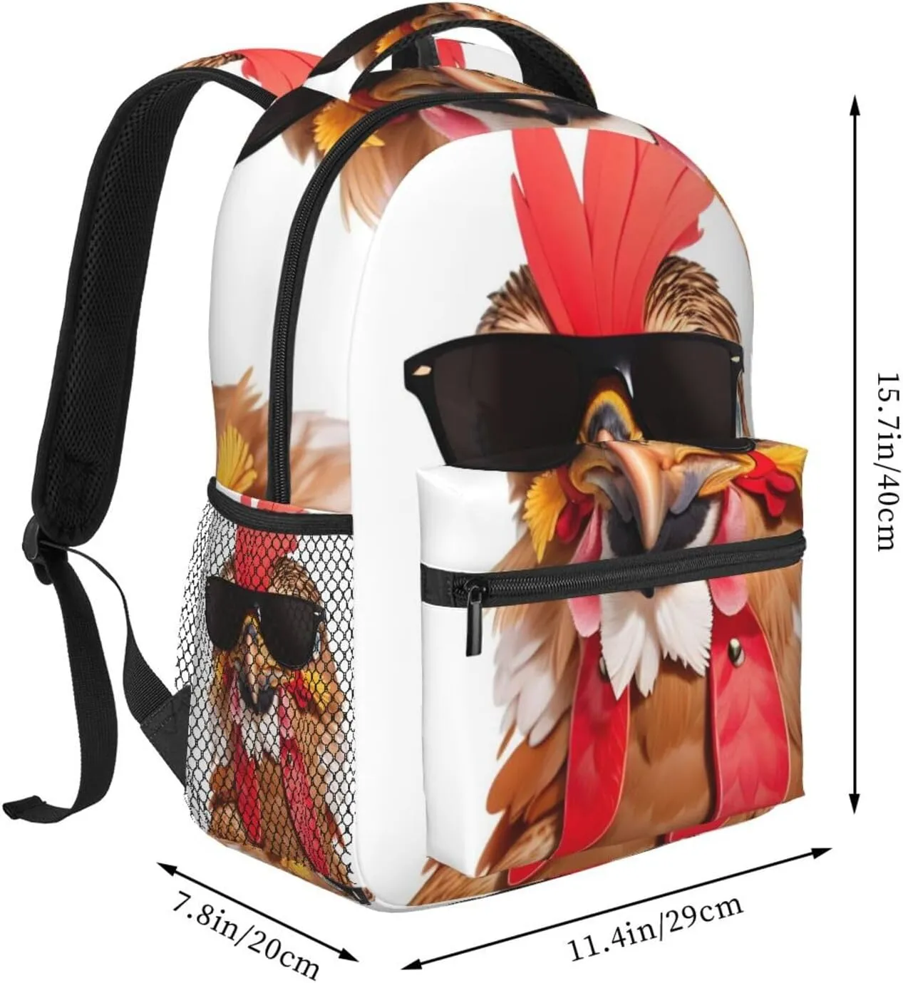 Travel Backpack Chicken Sunglasses Laptop Backpack Nurse Bag Casual Daypack for Weekender Business Hiking