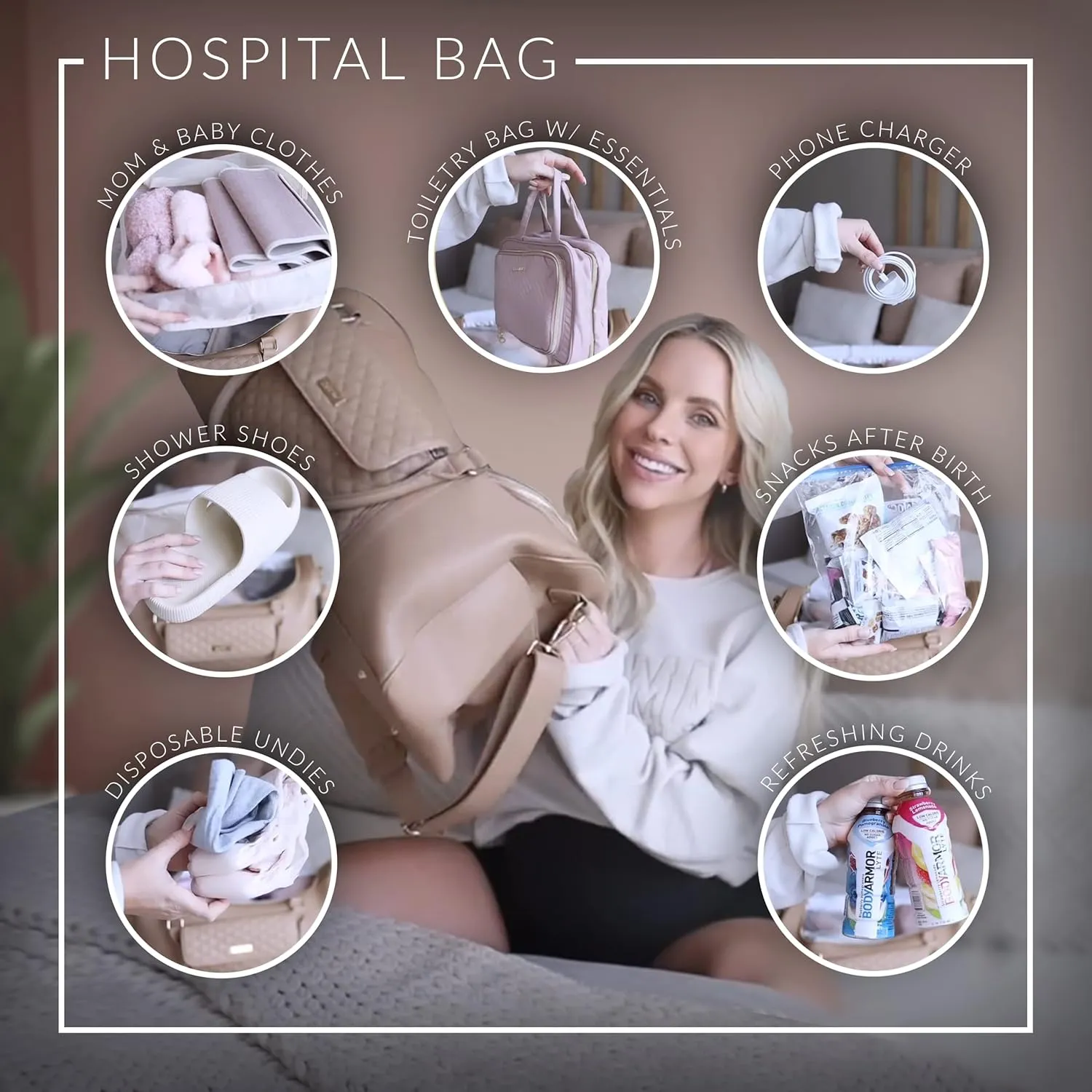 Travel Duffel Bag by Luli Bebe – Designer Vegan Leather Weekender Bag, Stylish & Functional (Pastel Pink)