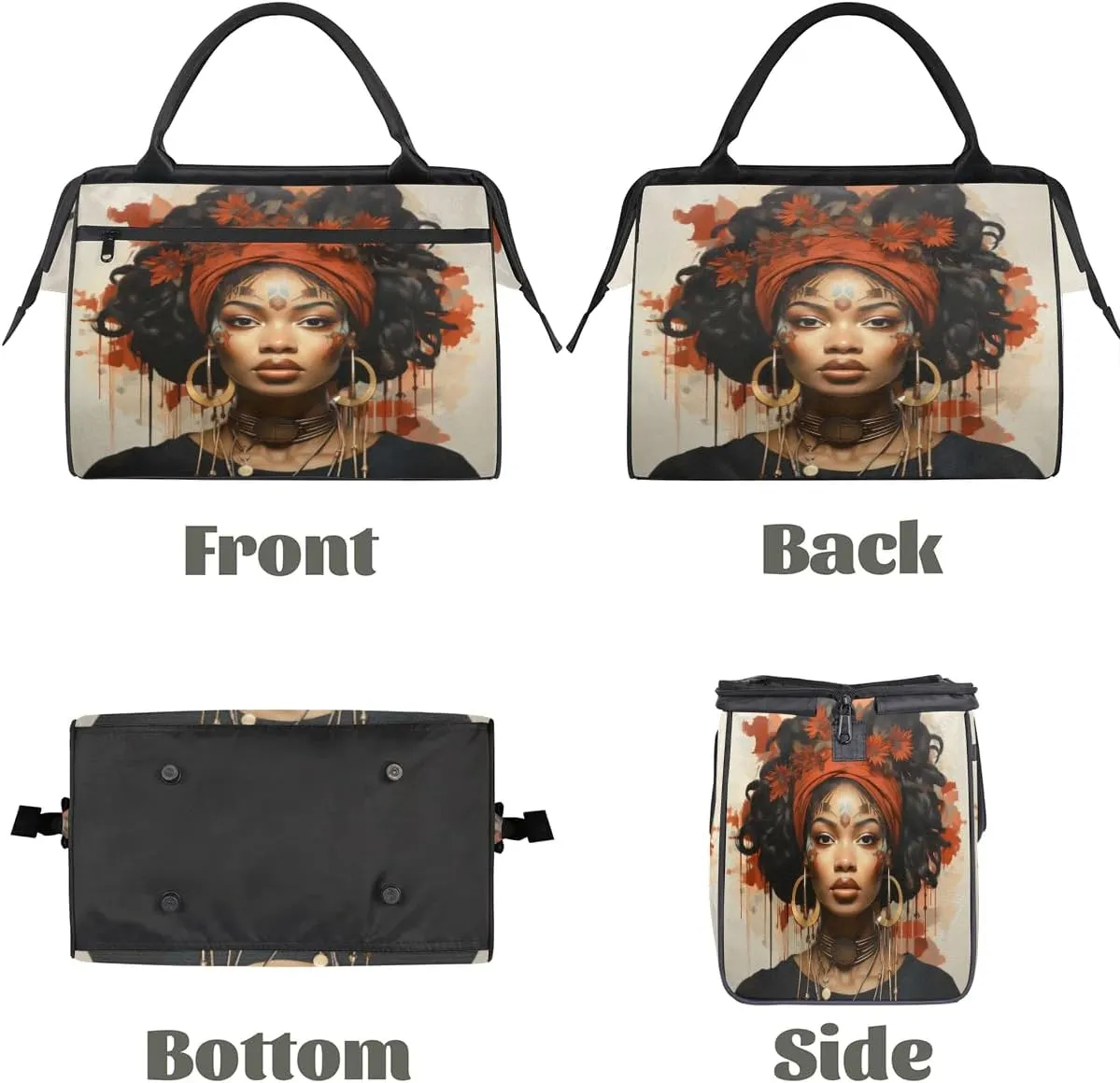 Travel Duffel Bag for Women, African Girl Cool A Weekender Overnight Bag Carry on Beach Swim Bags Dance Bag Airlines Approved Personal Item Travel Bag for Yoga, Sports, Hospital