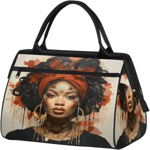 Travel Duffel Bag for Women, African Girl Cool A Weekender Overnight Bag Carry on Beach Swim Bags Dance Bag Airlines Approved Personal Item Travel Bag for Yoga, Sports, Hospital