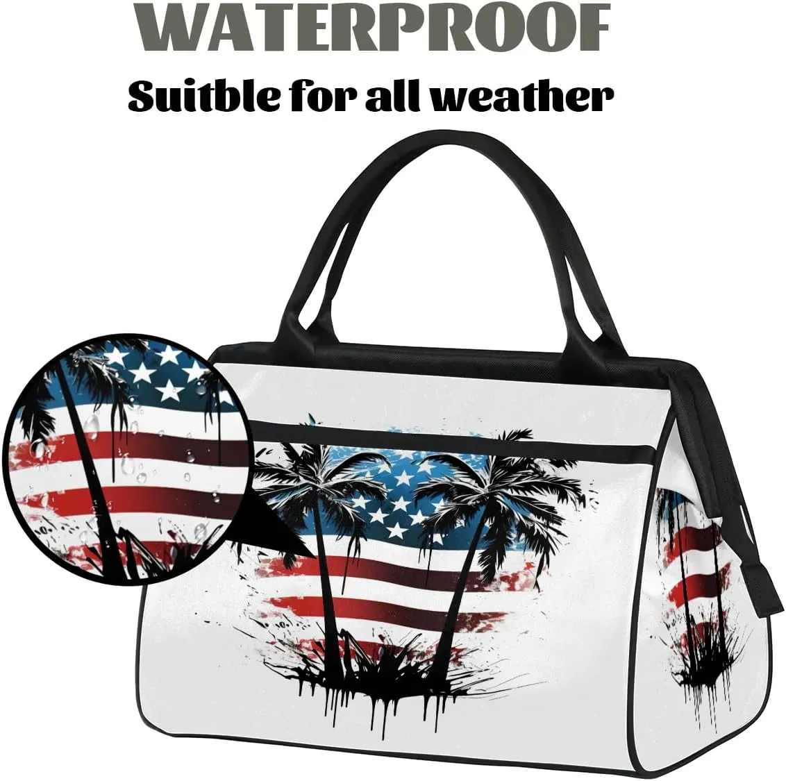 Travel Duffel Bag for Women, American Palm Tree Weekender Overnight Bag Carry on Beach Swim Bags Dance Bag Airlines Approved Personal Item Travel Bag for Yoga, Sports, Hospital