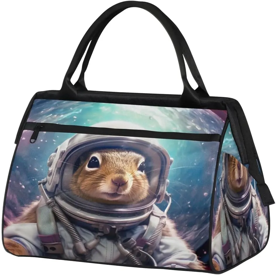 Travel Duffel Bag for Women, Astronaut Squirrel Weekender Overnight Bag Carry on Beach Swim Bags Dance Bag Airlines Approved Personal Item Travel Bag for Yoga, Sports, Hospital