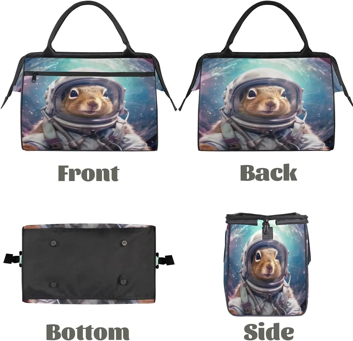 Travel Duffel Bag for Women, Astronaut Squirrel Weekender Overnight Bag Carry on Beach Swim Bags Dance Bag Airlines Approved Personal Item Travel Bag for Yoga, Sports, Hospital