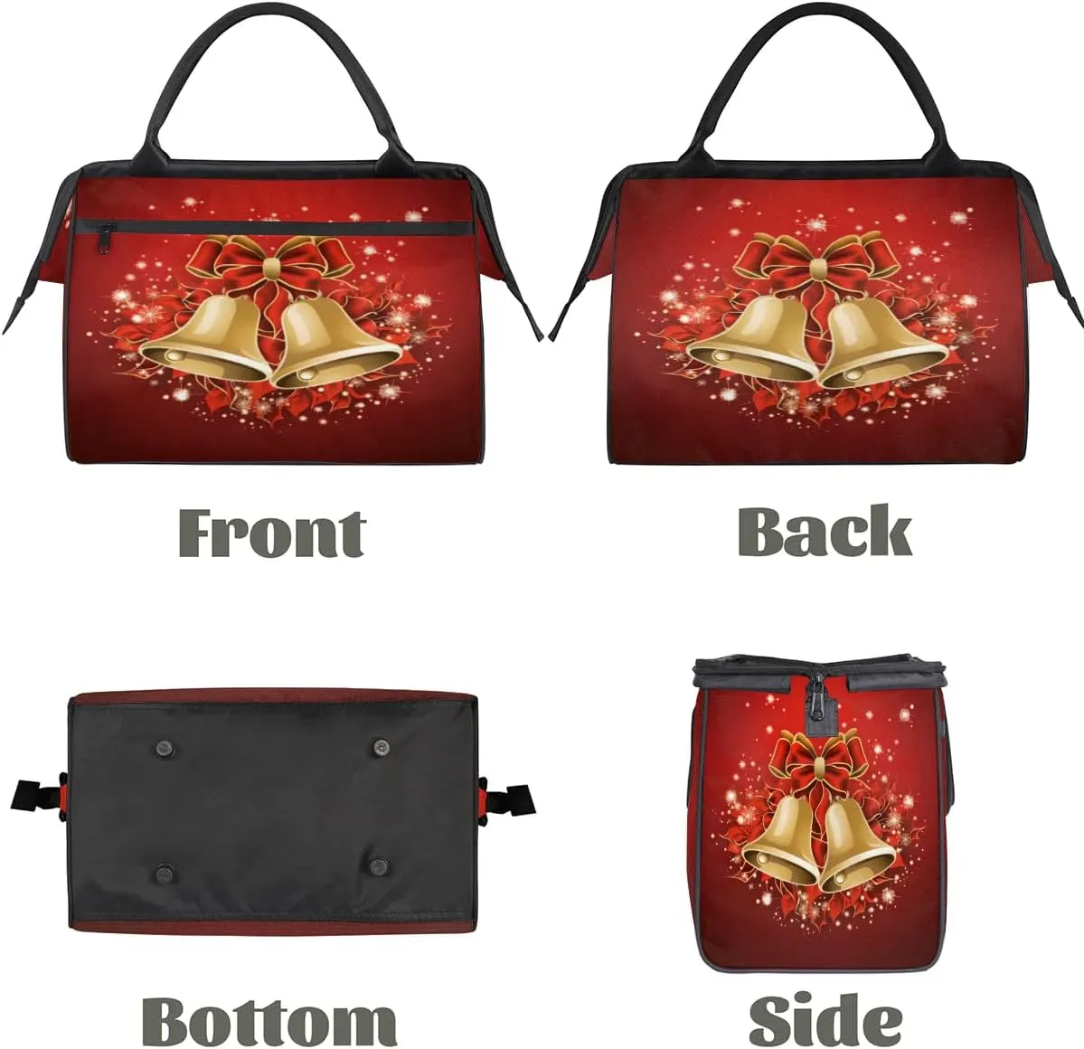 Travel Duffel Bag for Women, Christmas Bell Weekender Overnight Bag Carry on Beach Swim Bags Dance Bag Airlines Approved Personal Item Travel Bag for Yoga, Sports, Hospital