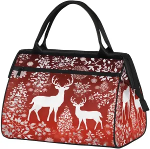 Travel Duffel Bag for Women, Christmas Deer Weekender Overnight Bag Carry on Beach Swim Bags Dance Bag Airlines Approved Personal Item Travel Bag for Yoga, Sports, Hospital