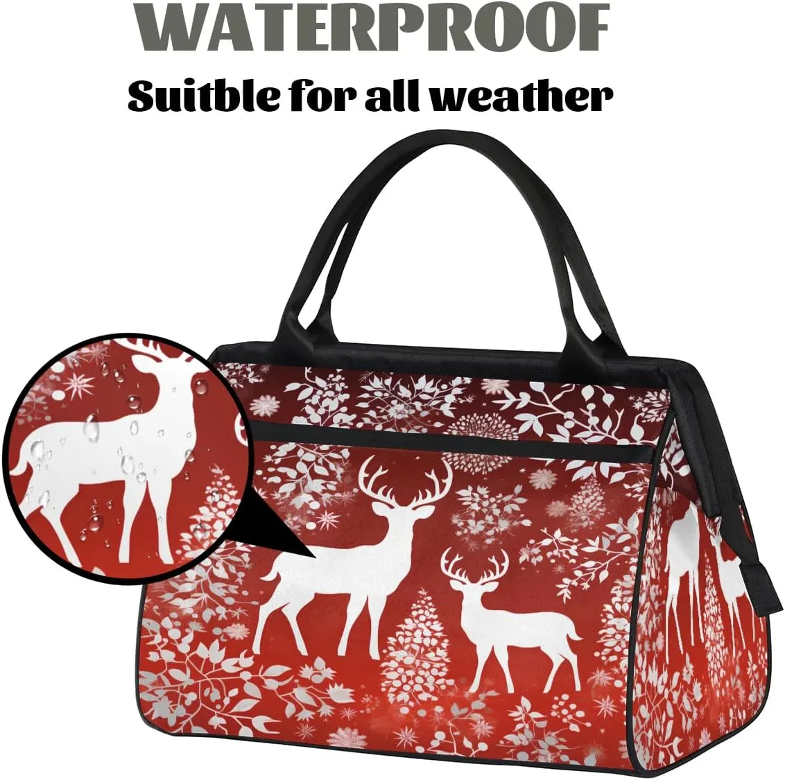 Travel Duffel Bag for Women, Christmas Deer Weekender Overnight Bag Carry on Beach Swim Bags Dance Bag Airlines Approved Personal Item Travel Bag for Yoga, Sports, Hospital
