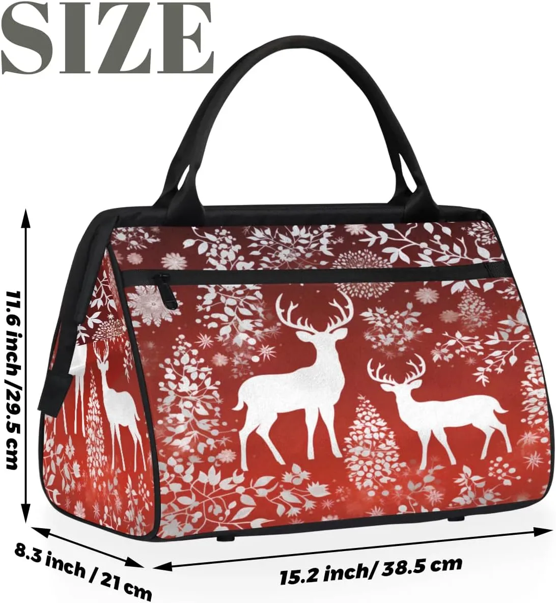 Travel Duffel Bag for Women, Christmas Deer Weekender Overnight Bag Carry on Beach Swim Bags Dance Bag Airlines Approved Personal Item Travel Bag for Yoga, Sports, Hospital