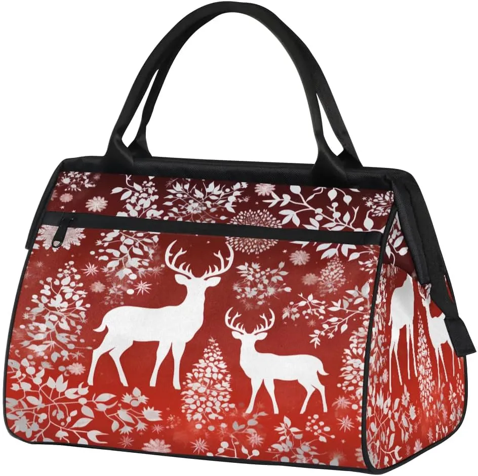 Travel Duffel Bag for Women, Christmas Deer Weekender Overnight Bag Carry on Beach Swim Bags Dance Bag Airlines Approved Personal Item Travel Bag for Yoga, Sports, Hospital