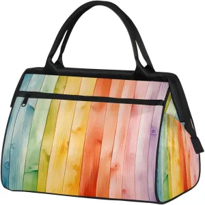 Travel Duffel Bag for Women, Colorful Wood Weekender Overnight Bag Carry on Beach Swim Bags Dance Bag Airlines Approved Personal Item Travel Bag for Yoga, Sports, Hospital