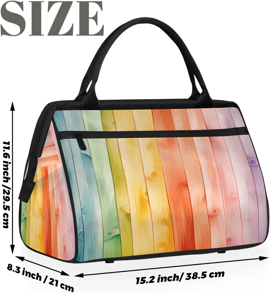 Travel Duffel Bag for Women, Colorful Wood Weekender Overnight Bag Carry on Beach Swim Bags Dance Bag Airlines Approved Personal Item Travel Bag for Yoga, Sports, Hospital