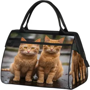 Travel Duffel Bag for Women, Cute Animal Cat Weekender Overnight Bag Carry on Beach Swim Bags Dance Bag Airlines Approved Personal Item Travel Bag for Yoga, Sports, Hospital