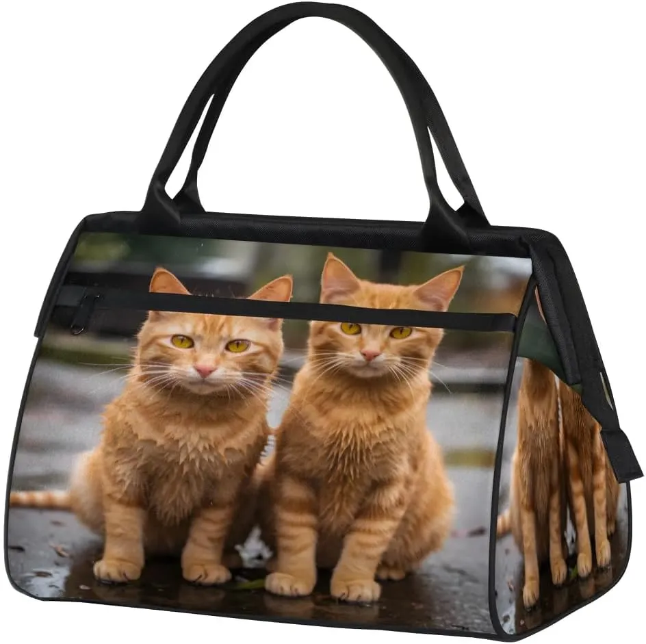 Travel Duffel Bag for Women, Cute Animal Cat Weekender Overnight Bag Carry on Beach Swim Bags Dance Bag Airlines Approved Personal Item Travel Bag for Yoga, Sports, Hospital