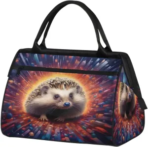 Travel Duffel Bag for Women, Cute Animal Hedgehog Weekender Overnight Bag Carry on Beach Swim Bags Dance Bag Airlines Approved Personal Item Travel Bag for Yoga, Sports, Hospital