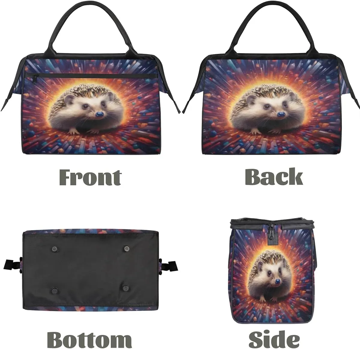 Travel Duffel Bag for Women, Cute Animal Hedgehog Weekender Overnight Bag Carry on Beach Swim Bags Dance Bag Airlines Approved Personal Item Travel Bag for Yoga, Sports, Hospital