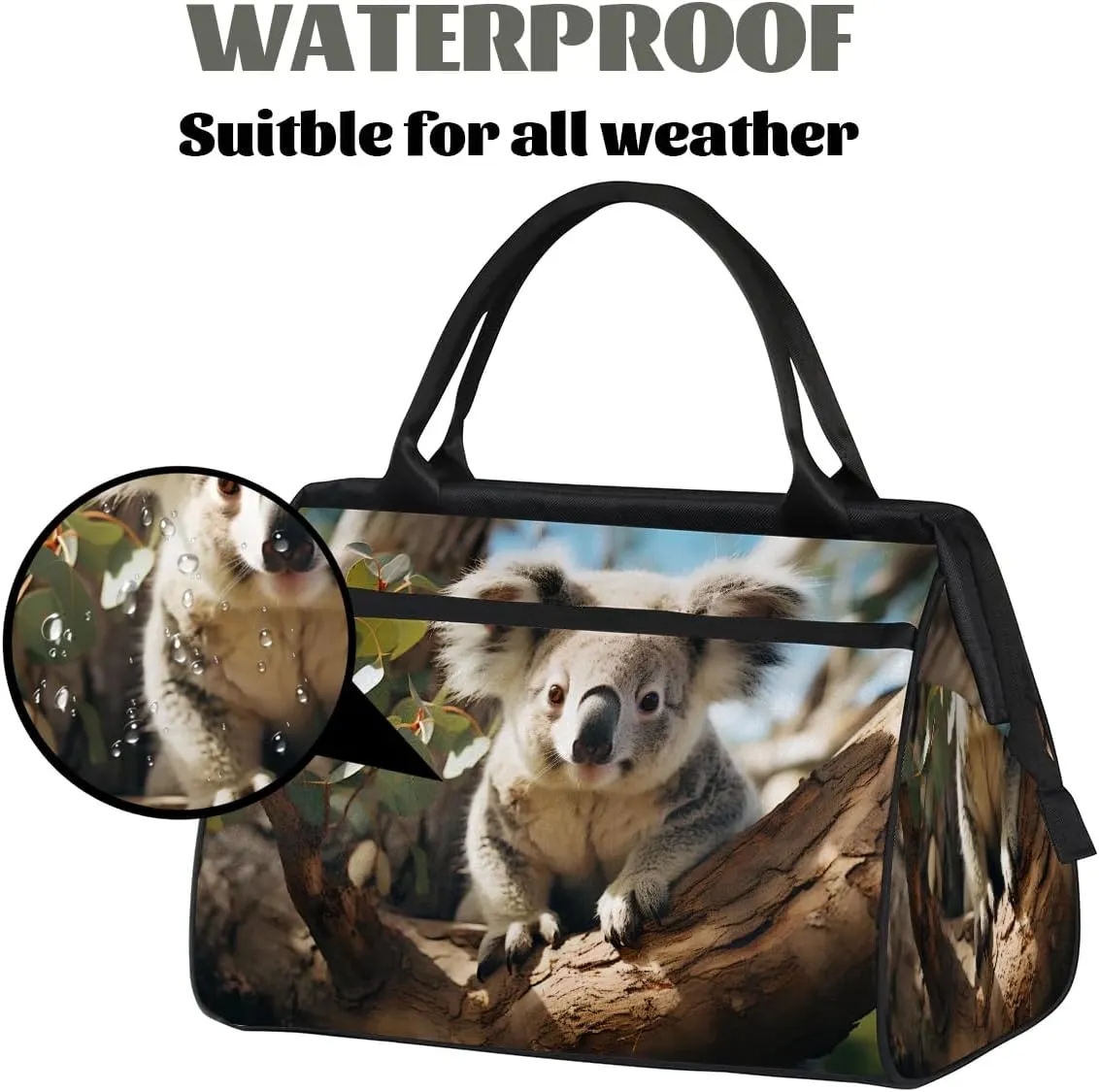 Travel Duffel Bag for Women, Cute Koala Weekender Overnight Bag Carry on Beach Swim Bags Dance Bag Airlines Approved Personal Item Travel Bag for Yoga, Sports, Hospital