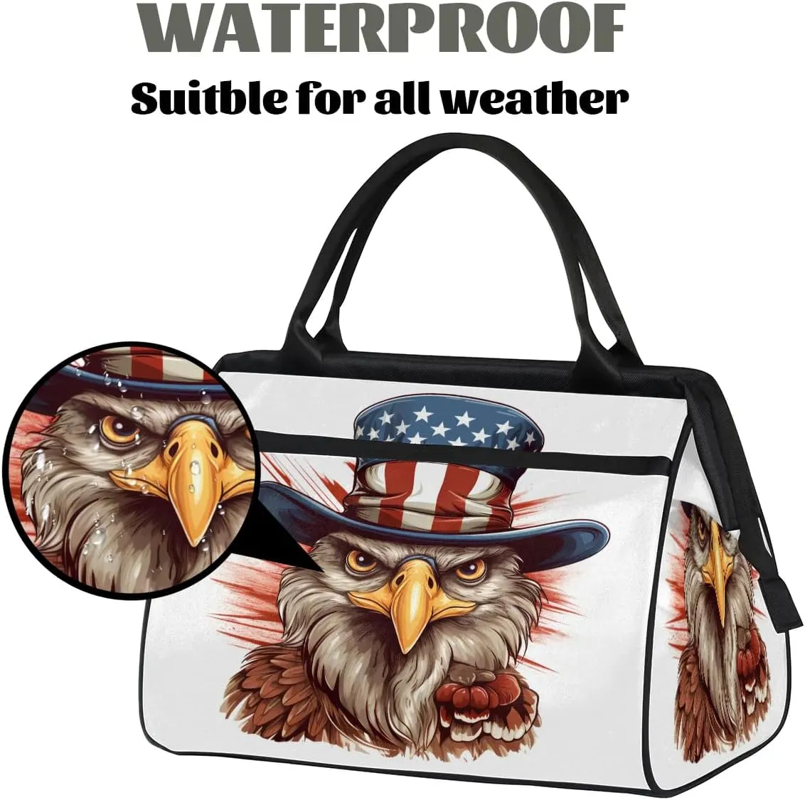 Travel Duffel Bag for Women, Eagle Portrait Weekender Overnight Bag Carry on Beach Swim Bags Dance Bag Airlines Approved Personal Item Travel Bag for Yoga, Sports, Hospital