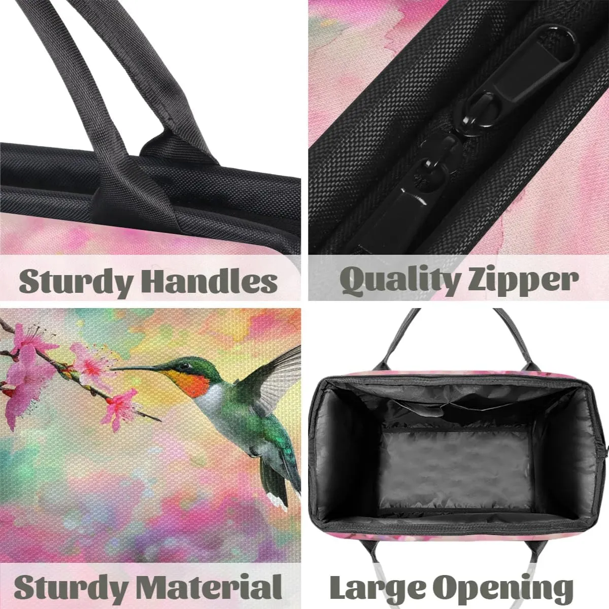Travel Duffel Bag for Women, Flower Hummingbird Weekender Overnight Bag Carry on Beach Swim Bags Dance Bag Airlines Approved Personal Item Travel Bag for Yoga, Sports, Hospital