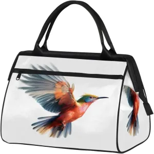 Travel Duffel Bag for Women, Hummingbird White Weekender Overnight Bag Carry on Beach Swim Bags Dance Bag Airlines Approved Personal Item Travel Bag for Yoga, Sports, Hospital