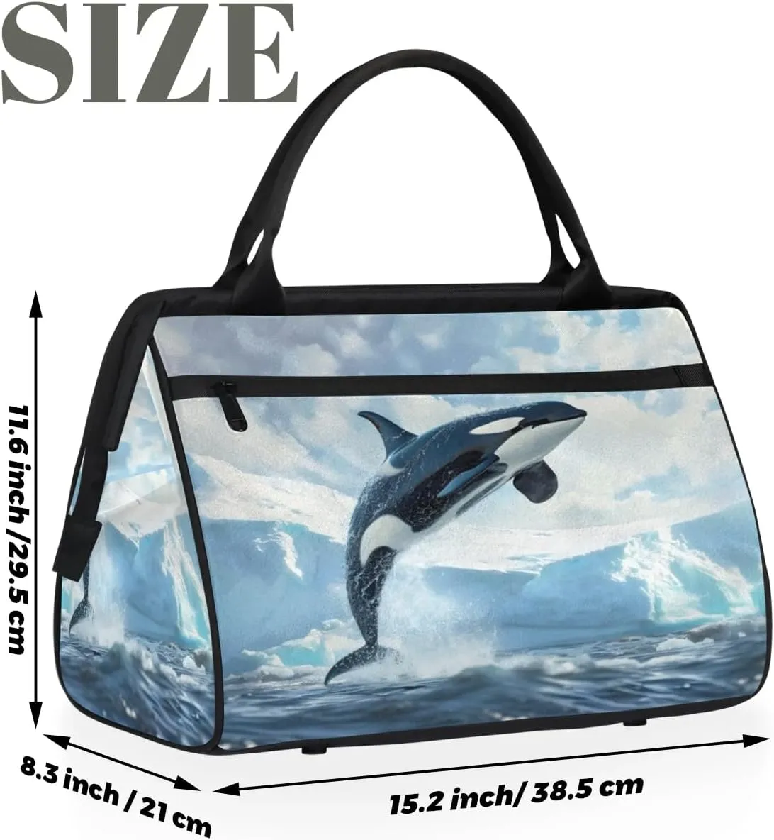 Travel Duffel Bag for Women, Leaping Whale Weekender Overnight Bag Carry on Beach Swim Bags Dance Bag Airlines Approved Personal Item Travel Bag for Yoga, Sports, Hospital