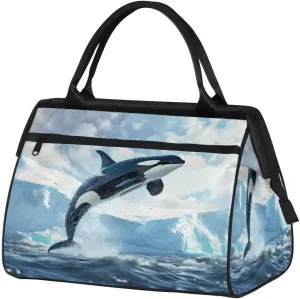 Travel Duffel Bag for Women, Leaping Whale Weekender Overnight Bag Carry on Beach Swim Bags Dance Bag Airlines Approved Personal Item Travel Bag for Yoga, Sports, Hospital