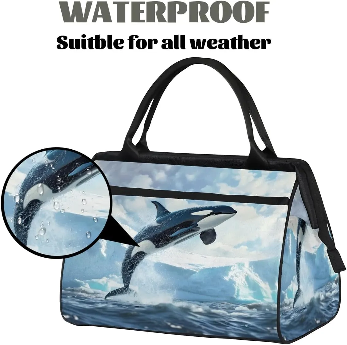 Travel Duffel Bag for Women, Leaping Whale Weekender Overnight Bag Carry on Beach Swim Bags Dance Bag Airlines Approved Personal Item Travel Bag for Yoga, Sports, Hospital