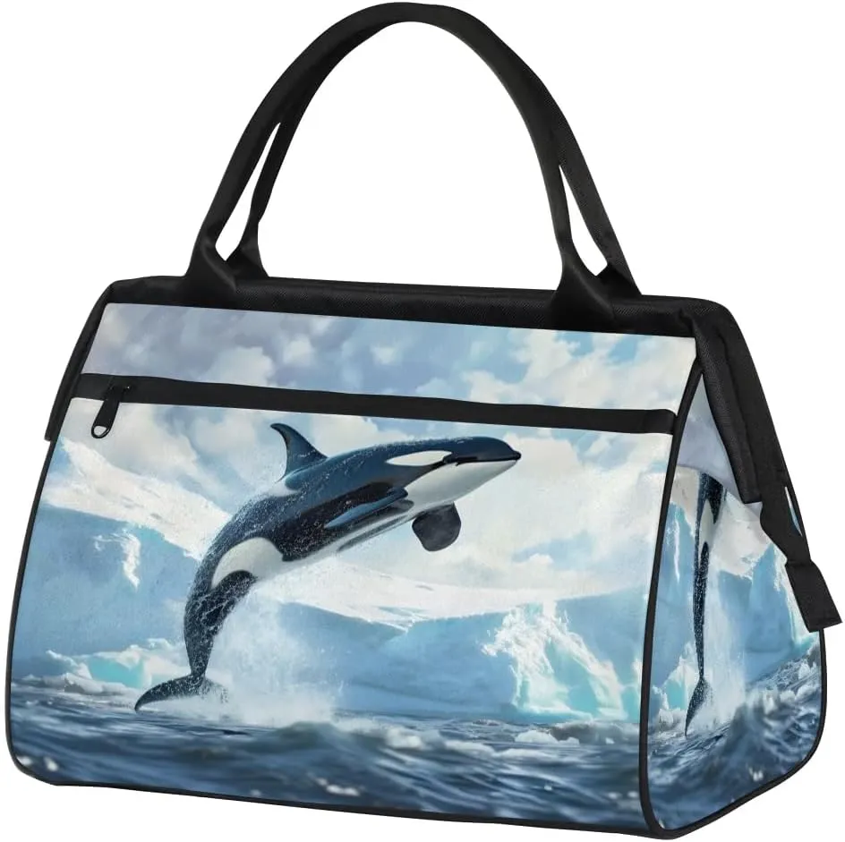 Travel Duffel Bag for Women, Leaping Whale Weekender Overnight Bag Carry on Beach Swim Bags Dance Bag Airlines Approved Personal Item Travel Bag for Yoga, Sports, Hospital