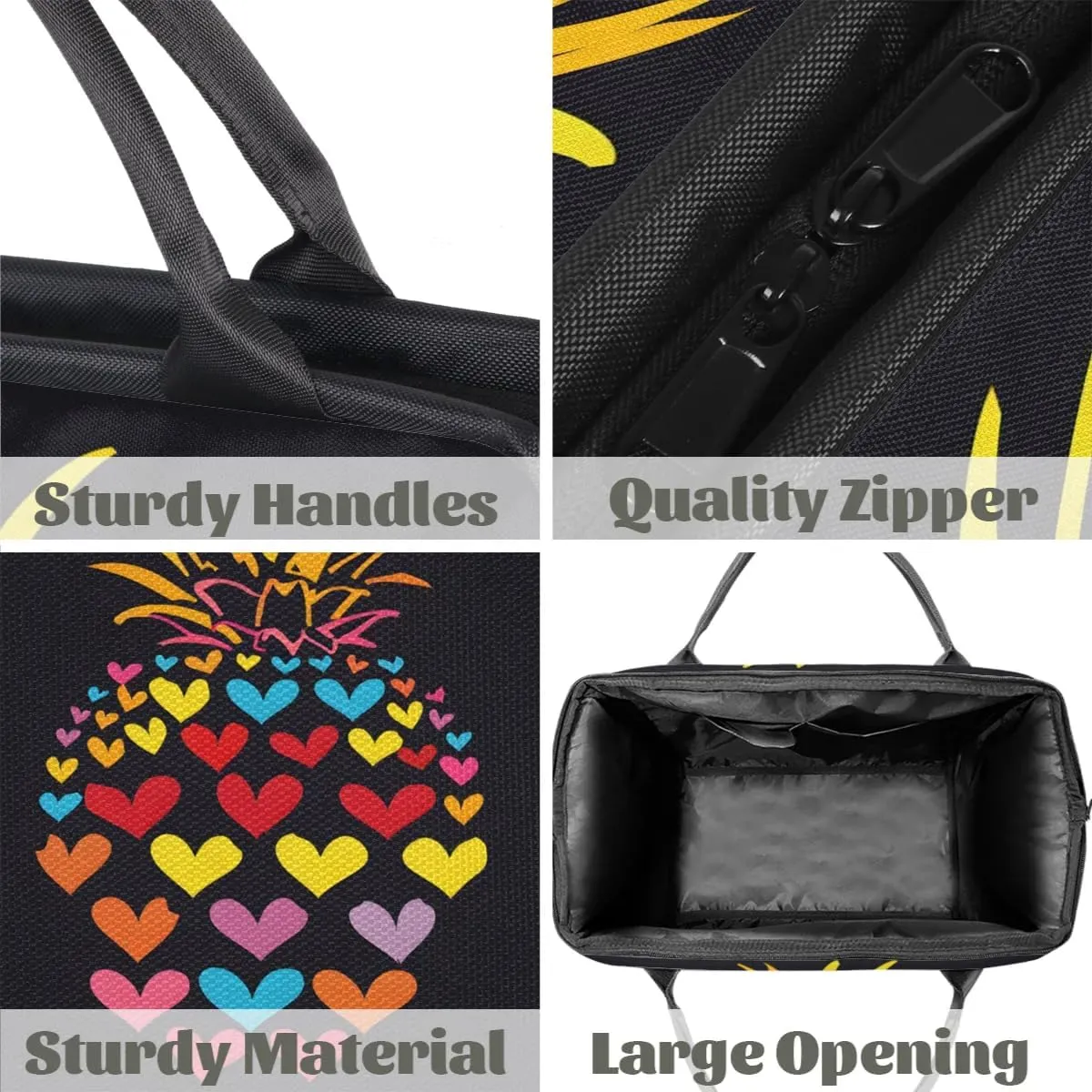 Travel Duffel Bag for Women, Pineapple Heart Weekender Overnight Bag Carry on Beach Swim Bags Dance Bag Airlines Approved Personal Item Travel Bag for Yoga, Sports, Hospital