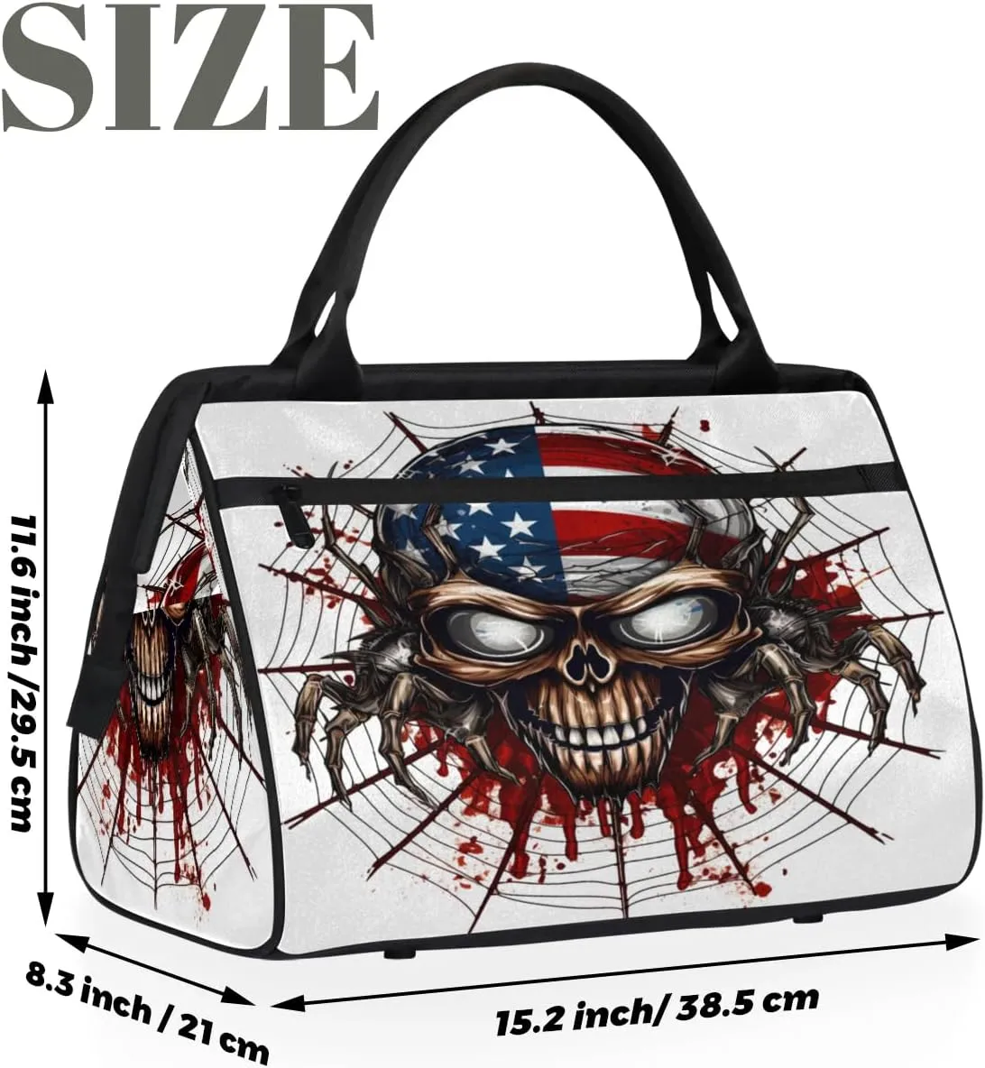 Travel Duffel Bag for Women, Spider Skull Weekender Overnight Bag Carry on Beach Swim Bags Dance Bag Airlines Approved Personal Item Travel Bag for Yoga, Sports, Hospital