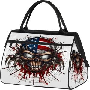 Travel Duffel Bag for Women, Spider Skull Weekender Overnight Bag Carry on Beach Swim Bags Dance Bag Airlines Approved Personal Item Travel Bag for Yoga, Sports, Hospital