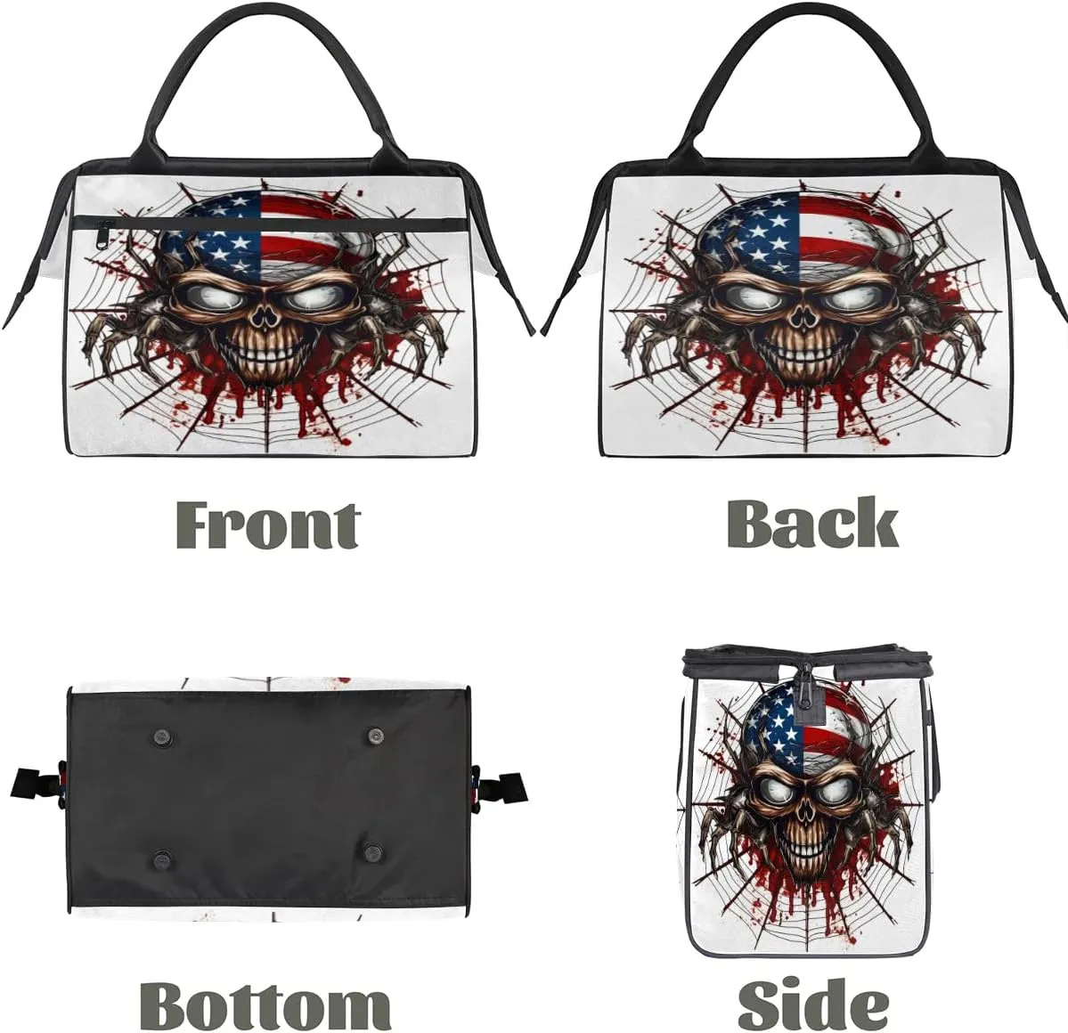 Travel Duffel Bag for Women, Spider Skull Weekender Overnight Bag Carry on Beach Swim Bags Dance Bag Airlines Approved Personal Item Travel Bag for Yoga, Sports, Hospital