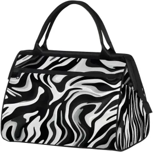 Travel Duffel Bag for Women, Zebra Skin Printing Weekender Overnight Bag Carry on Beach Swim Bags Dance Bag Airlines Approved Personal Item Travel Bag for Yoga, Sports, Hospital