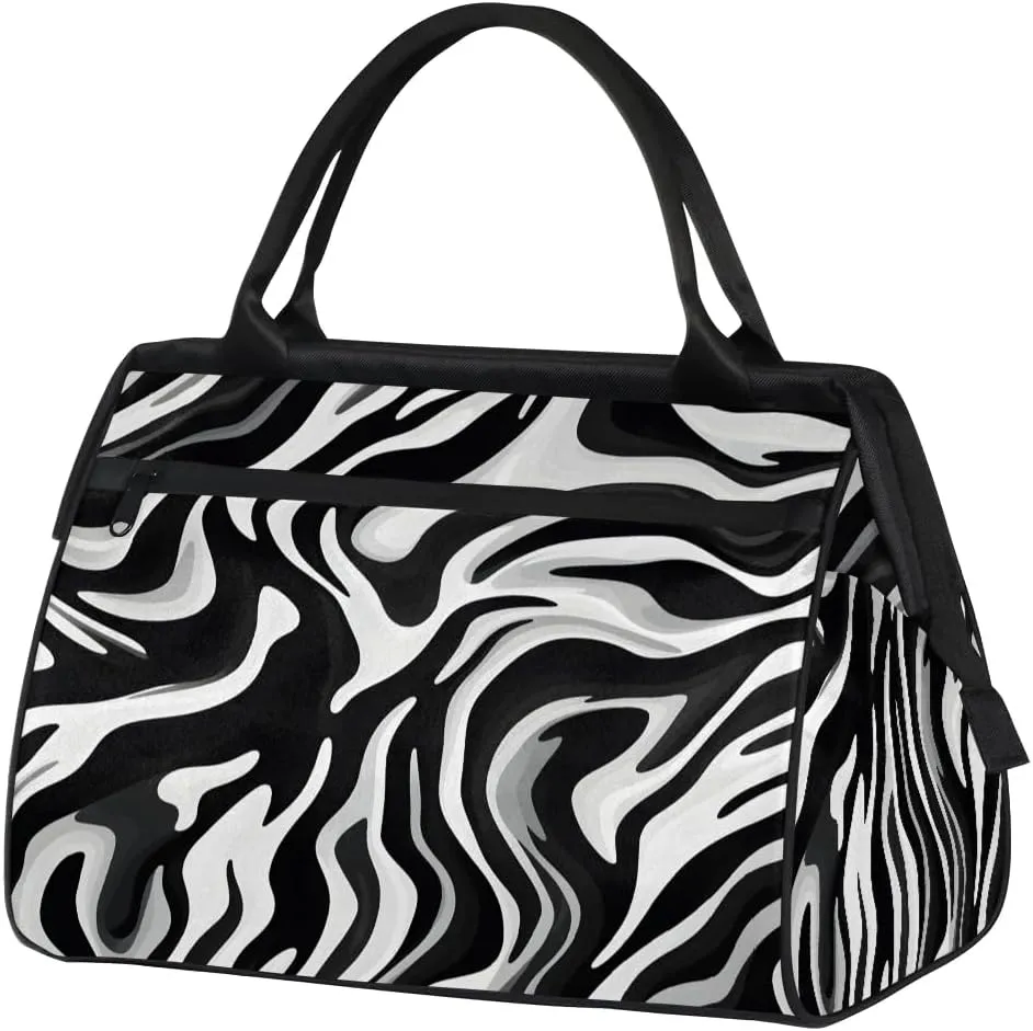 Travel Duffel Bag for Women, Zebra Skin Printing Weekender Overnight Bag Carry on Beach Swim Bags Dance Bag Airlines Approved Personal Item Travel Bag for Yoga, Sports, Hospital