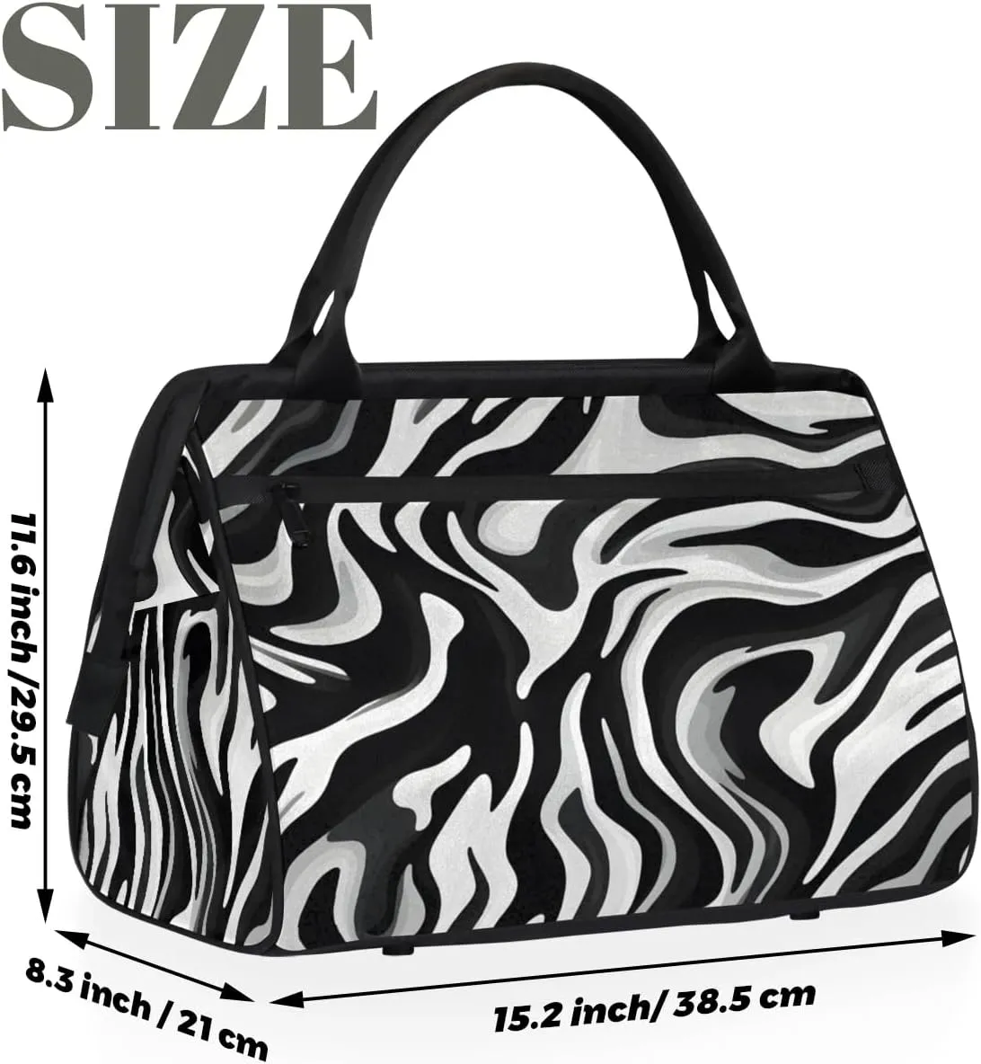 Travel Duffel Bag for Women, Zebra Skin Printing Weekender Overnight Bag Carry on Beach Swim Bags Dance Bag Airlines Approved Personal Item Travel Bag for Yoga, Sports, Hospital
