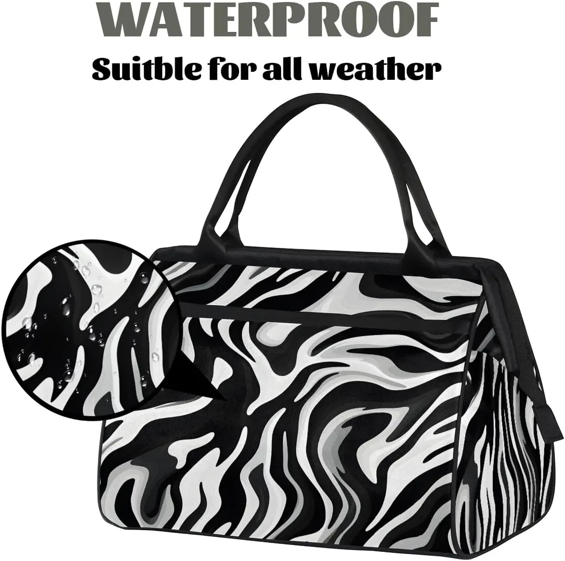 Travel Duffel Bag for Women, Zebra Skin Printing Weekender Overnight Bag Carry on Beach Swim Bags Dance Bag Airlines Approved Personal Item Travel Bag for Yoga, Sports, Hospital