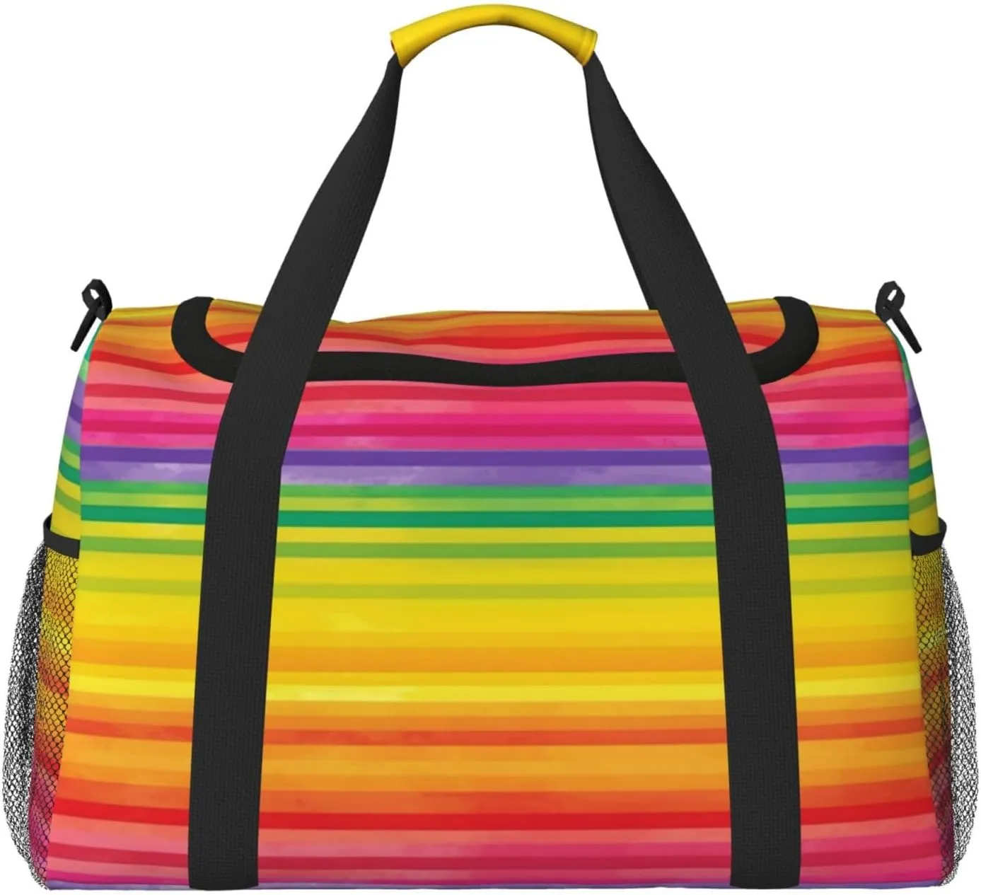 Travel Duffel Bag Lightweight Waterproof Carry On Tote Bag Foldable Weekender Overnight Bags Rainbow Colored Striped Sport Gym Bag For Women Men