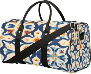 Travel Duffel Bag Portugeuse Tiles Waterproof Sport Gym Bag Foldable Travel Bag Overnight Bag Weekender Bag Handbag Sports Duffle Bags for Women Men Boys Girls