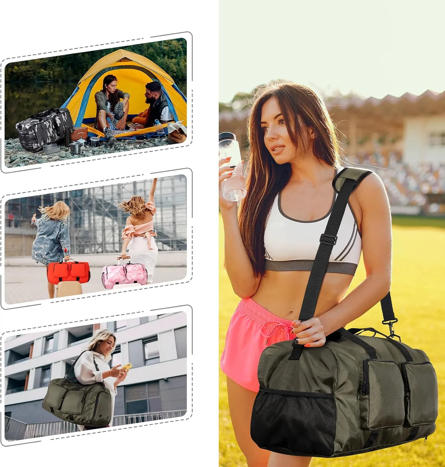 Travel Duffel Bags 40L,Gym Bag, Travel Bag, Duffle Bag for Men, Foldable Overnight Weekender Bags for Women & Men with Adjustable Shoulder Strap